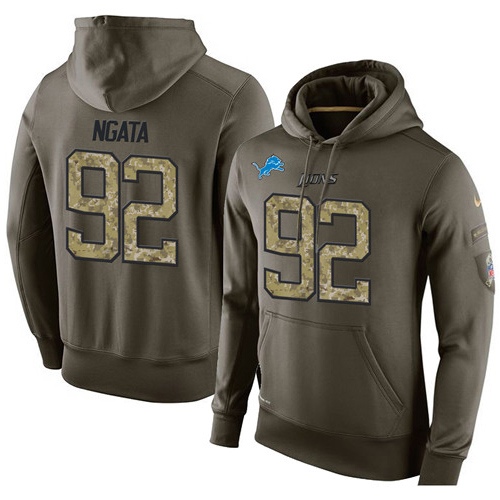 NFL Nike Detroit Lions #92 Haloti Ngata Green Salute To Service Men's Pullover Hoodie